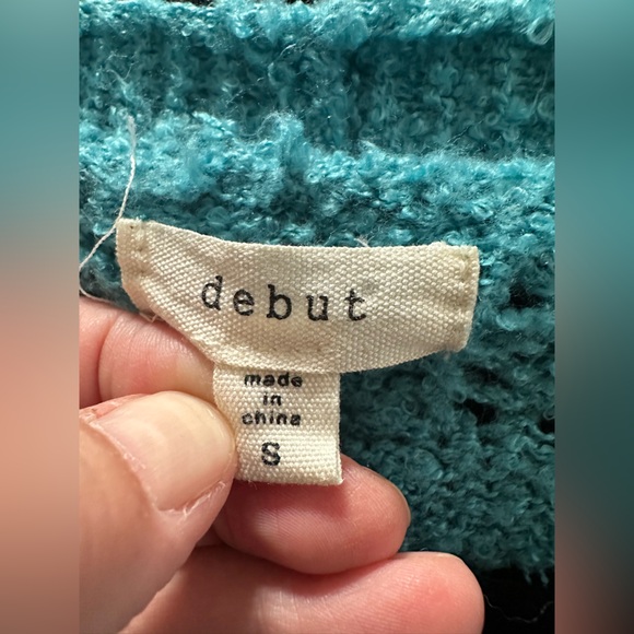 Dreamers by Debut Women’s Size S Turquoise Cropped Cardigan Sweater Soft Knit - Picture 12 of 13